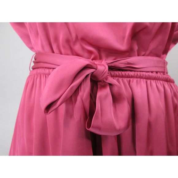 Tahari A.S.L. Dress L Fuchsia Satin Ruffle Hem Polyester Spandex (RK122) - Picture 3 of 12